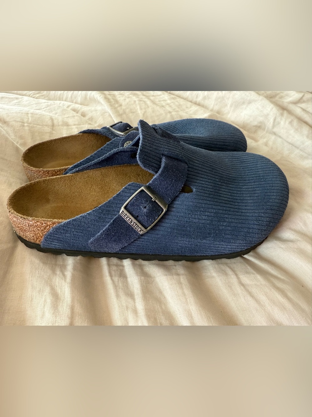 Birkenstock Navy Corduroy Adjustable Boston Clogs - Picture 5 of 5